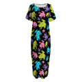 Colorful Frog Pattern Print Short Sleeve Long Nightdress