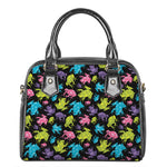 Colorful Frog Pattern Print Shoulder Handbag