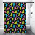 Colorful Frog Pattern Print Shower Curtain