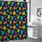 Colorful Frog Pattern Print Shower Curtain