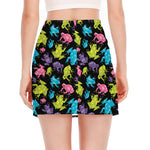 Colorful Frog Pattern Print Side Slit Mini Skirt
