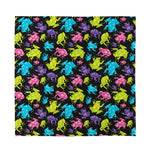 Colorful Frog Pattern Print Silk Bandana