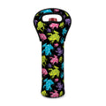 Colorful Frog Pattern Print Single Neoprene Wine Tote