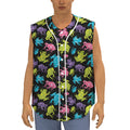 Colorful Frog Pattern Print Sleeveless Baseball Jersey