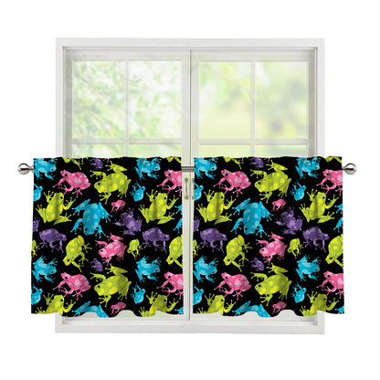 Colorful Frog Pattern Print Tier Curtains