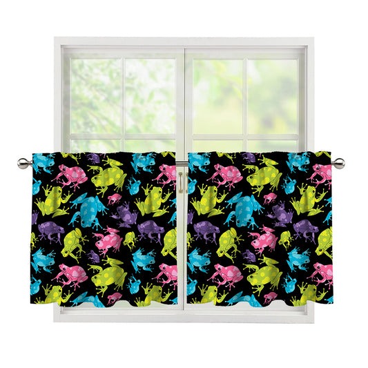 Colorful Frog Pattern Print Tier Curtains