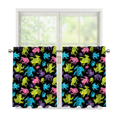Colorful Frog Pattern Print Tier Curtains
