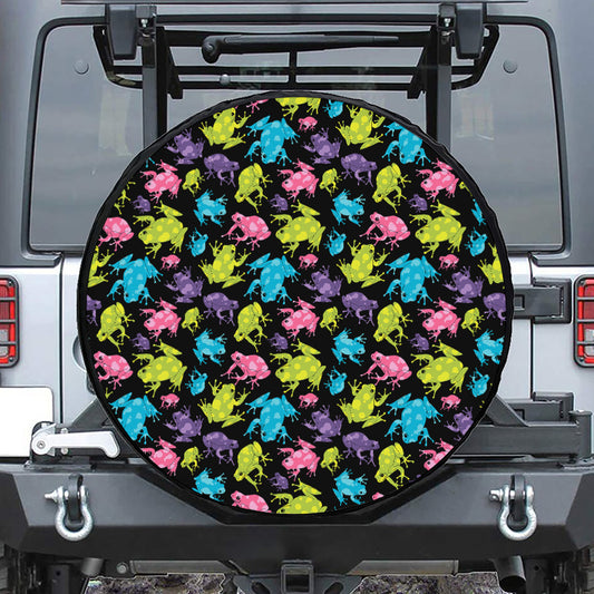 Colorful Frog Pattern Print Tire Cover