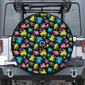 Colorful Frog Pattern Print Tire Cover With Camera Hole