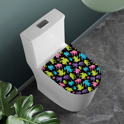 Colorful Frog Pattern Print Toilet Lid Cover