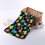 Colorful Frog Pattern Print Towel