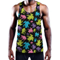Colorful Frog Pattern Print Men's Workout Tank Top