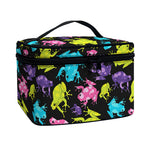 Colorful Frog Pattern Print Travel Makeup Bag