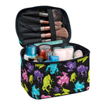 Colorful Frog Pattern Print Travel Makeup Bag