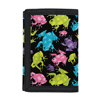 Colorful Frog Pattern Print Trifold Wallet