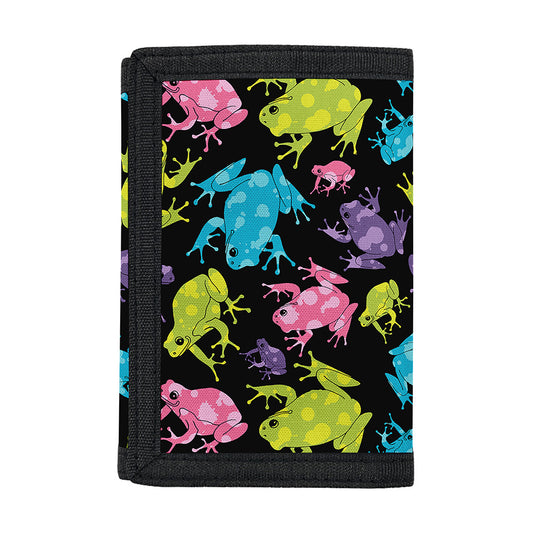 Colorful Frog Pattern Print Trifold Wallet