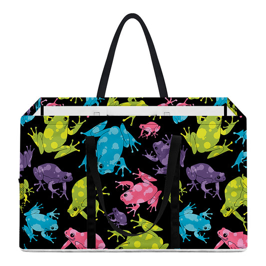 Colorful Frog Pattern Print Utility Tote Bag