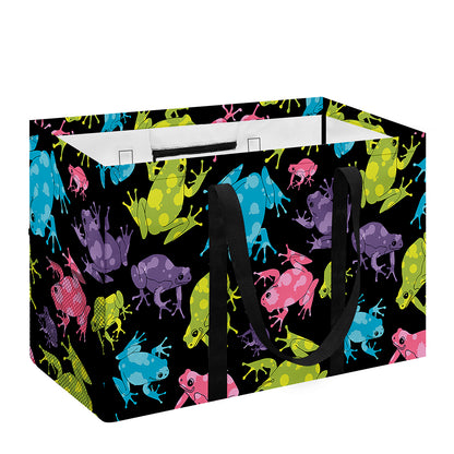Colorful Frog Pattern Print Utility Tote Bag
