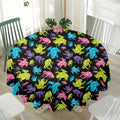 Colorful Frog Pattern Print Waterproof Round Tablecloth