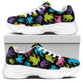 Colorful Frog Pattern Print White Chunky Shoes