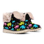 Colorful Frog Pattern Print Winter Boots