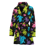 Colorful Frog Pattern Print Women's Bathrobe