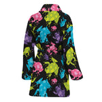 Colorful Frog Pattern Print Women's Bathrobe