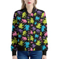 Colorful Frog Pattern Print Women's Bomber Jacket