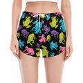 Colorful Frog Pattern Print Women's Split Running Shorts