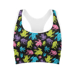 Colorful Frog Pattern Print Women's Sports Bra