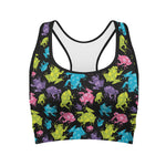 Colorful Frog Pattern Print Women's Sports Bra