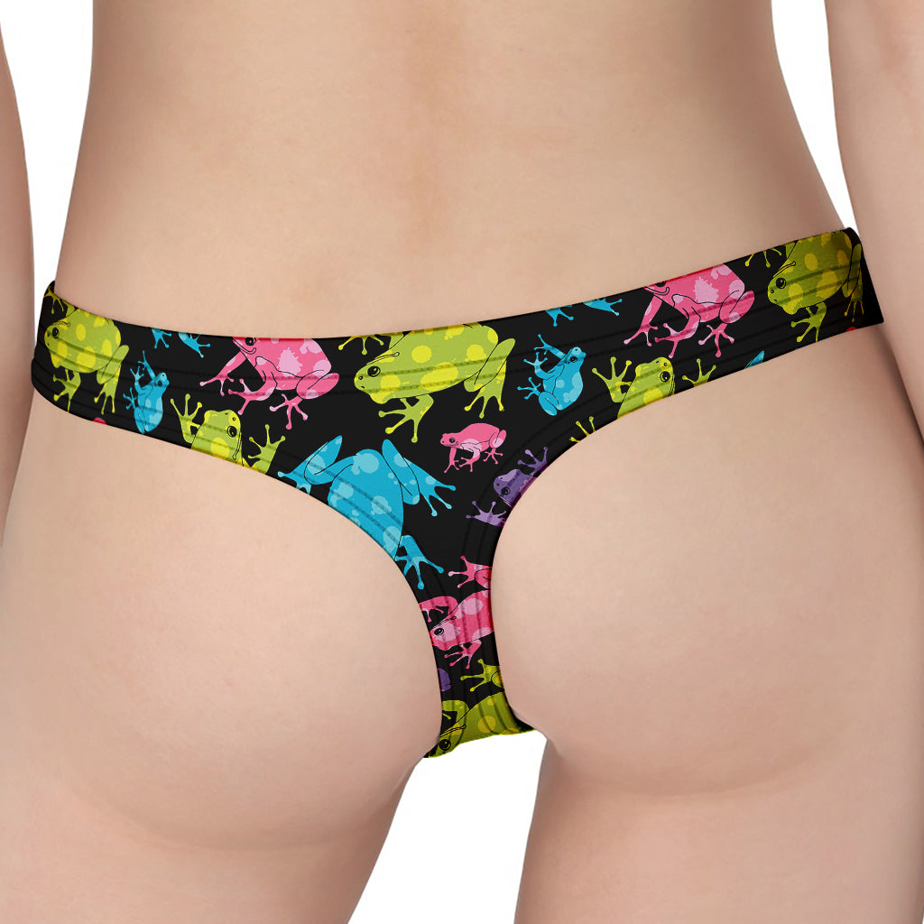 Colorful Frog Pattern Print Women's Thong