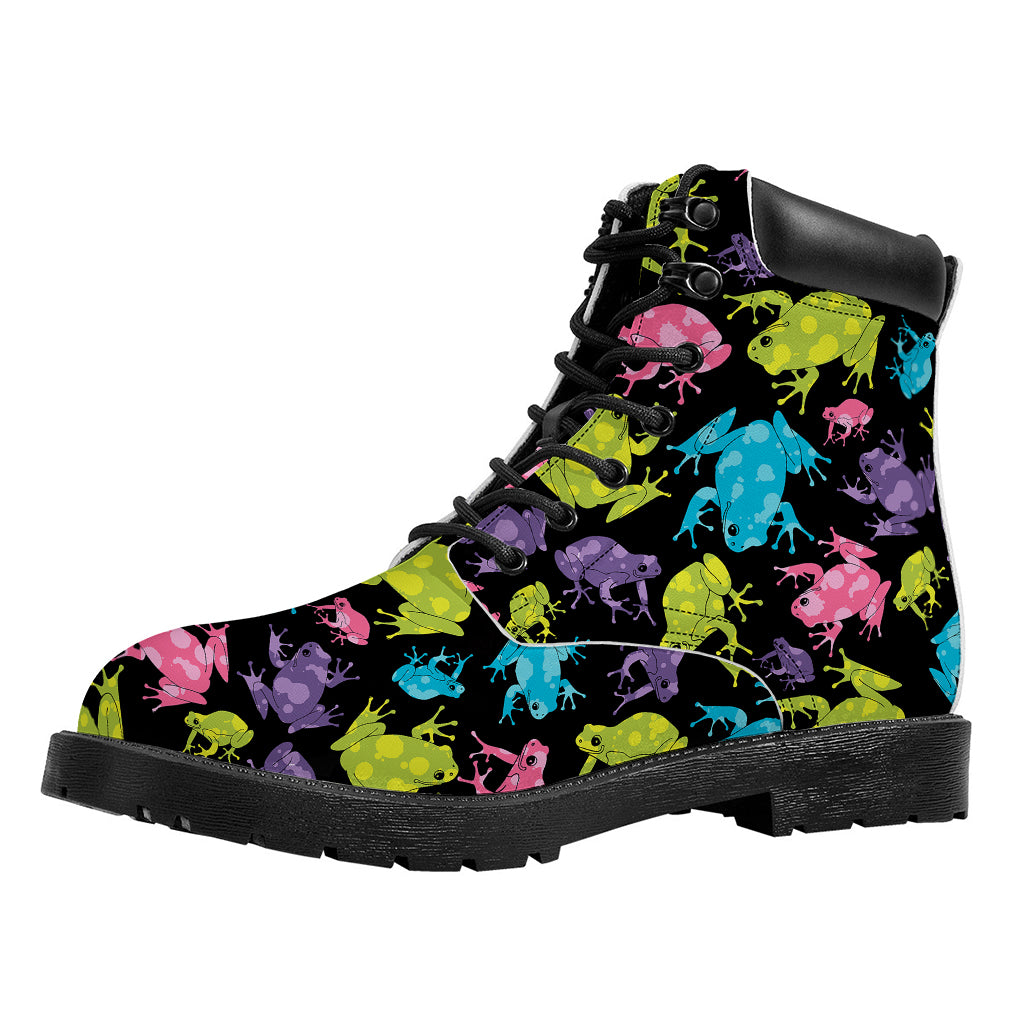 Colorful Frog Pattern Print Work Boots