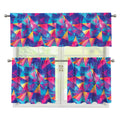 Colorful Geometric Mosaic Print 3 Piece Kitchen Curtains