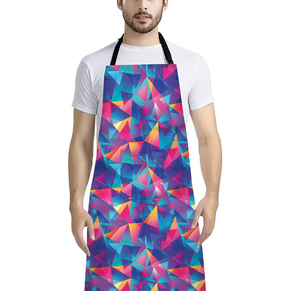 Colorful Geometric Mosaic Print Bib Apron With Pocket
