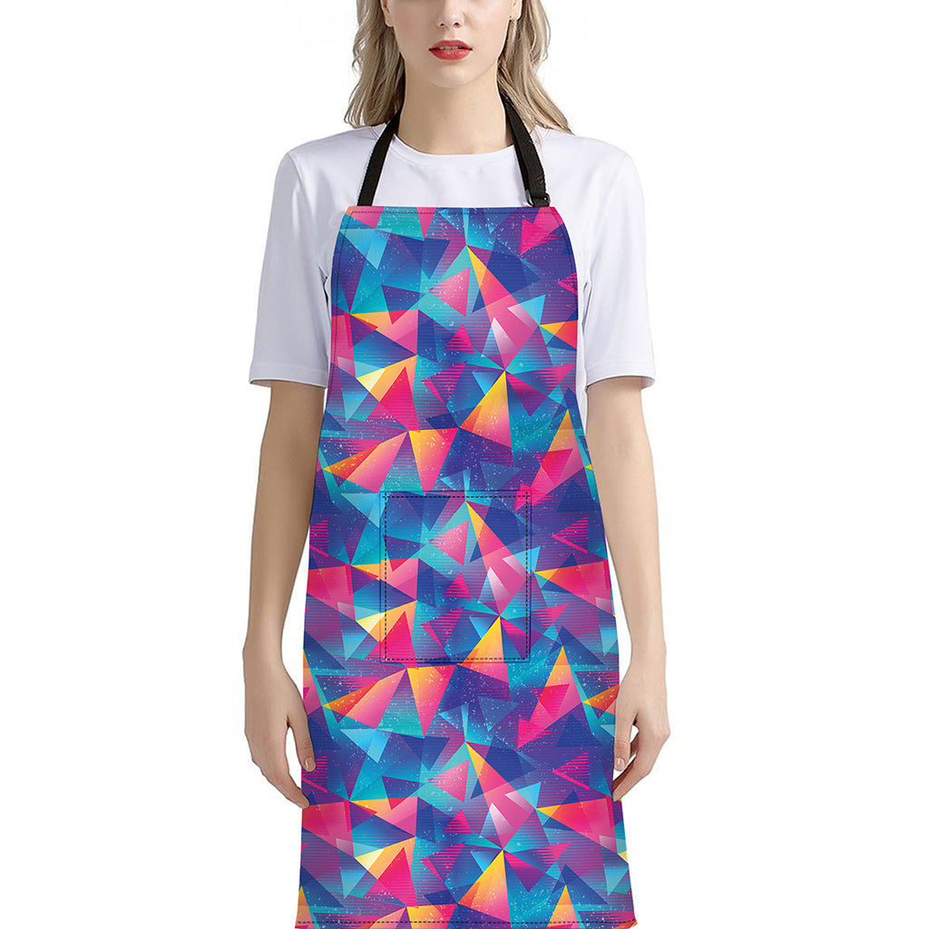 Colorful Geometric Mosaic Print Bib Apron With Pocket
