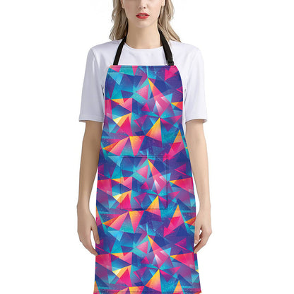 Colorful Geometric Mosaic Print Bib Apron With Pocket