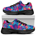 Colorful Geometric Mosaic Print Black Chunky Shoes