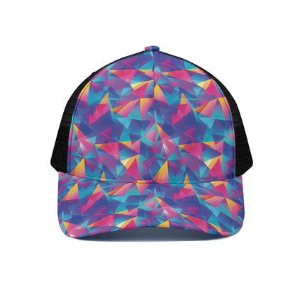 Colorful Geometric Mosaic Print Black Mesh Trucker Cap