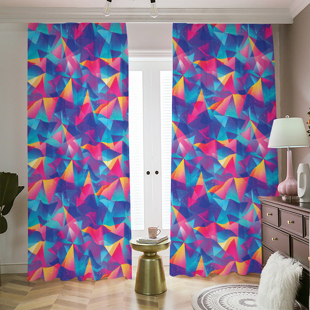 Colorful Geometric Mosaic Print Blackout Pencil Pleat Curtains