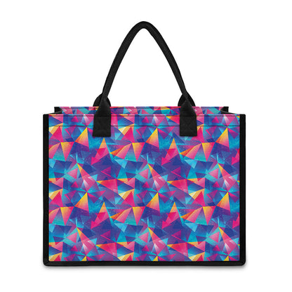 Colorful Geometric Mosaic Print Canvas Tote Bag