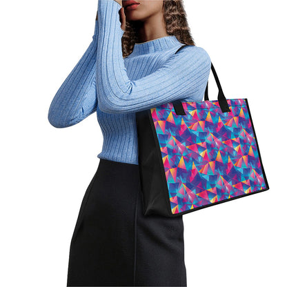 Colorful Geometric Mosaic Print Canvas Tote Bag