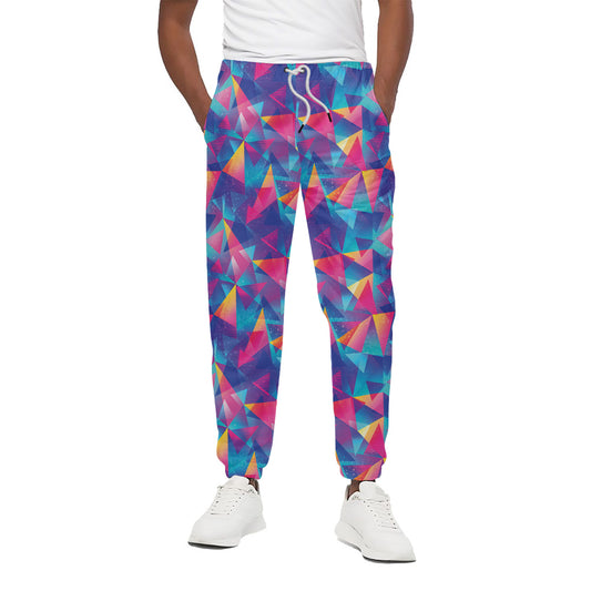 Colorful Geometric Mosaic Print Cotton Pants