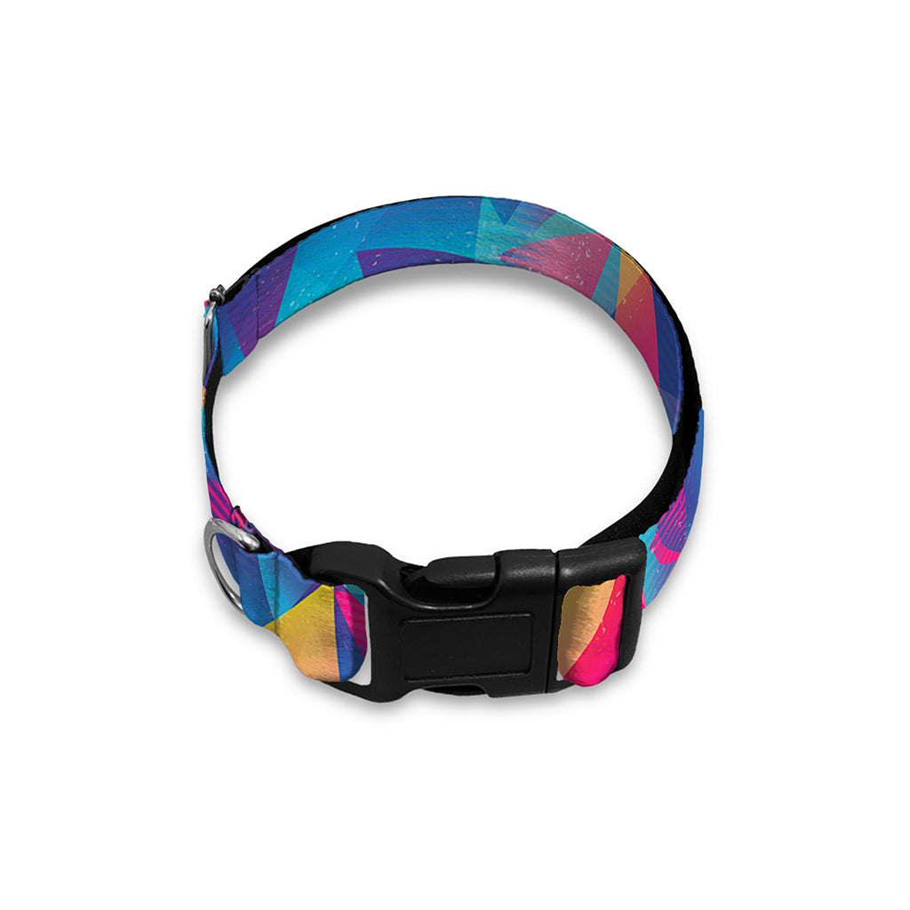 Colorful Geometric Mosaic Print Dog Collar