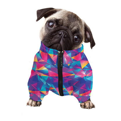 Colorful Geometric Mosaic Print Dog Zip Up Jacket