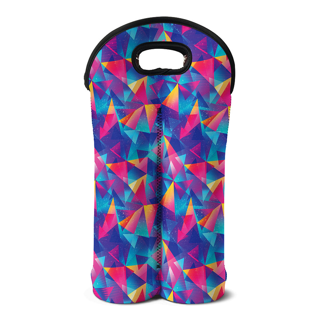 Colorful Geometric Mosaic Print Double Neoprene Wine Tote