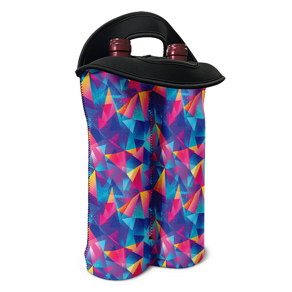 Colorful Geometric Mosaic Print Double Neoprene Wine Tote