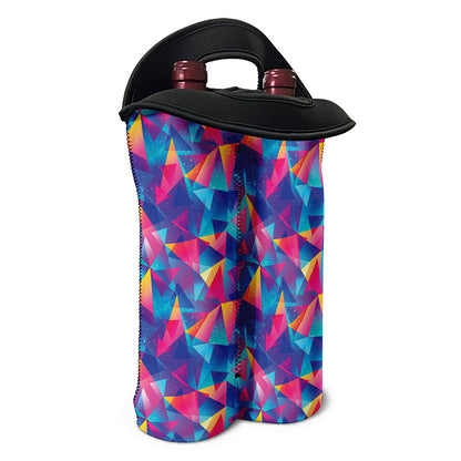 Colorful Geometric Mosaic Print Double Neoprene Wine Tote