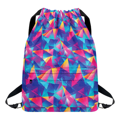 Colorful Geometric Mosaic Print Drawstring Backpack