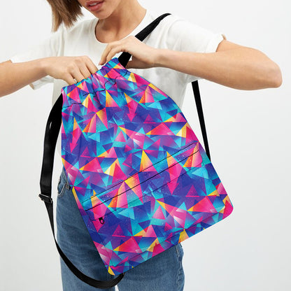 Colorful Geometric Mosaic Print Drawstring Backpack